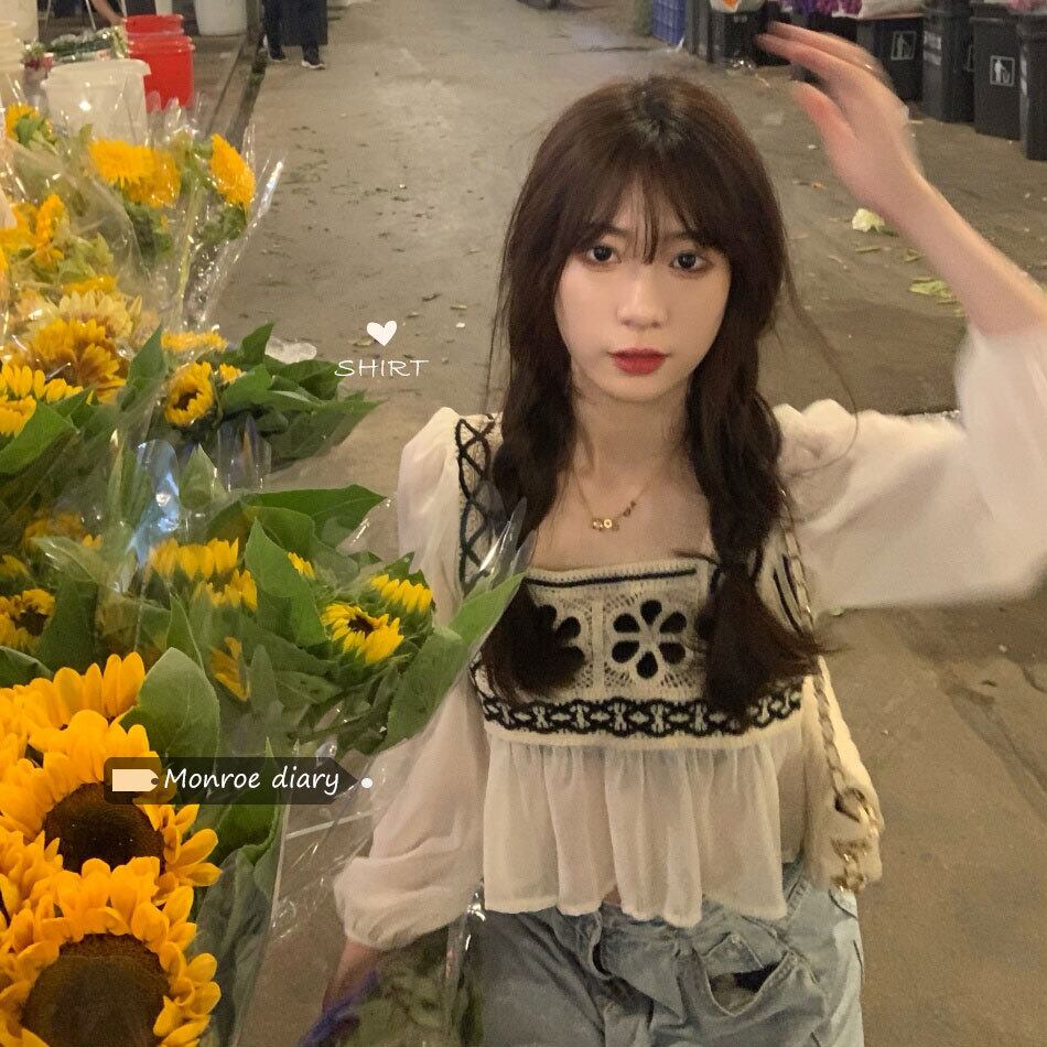 シフォンシャツ サマー薄手ショートトップス ロング 大人ガーリー スウィート キュート カジュアル 夏物 モンロー59359668880