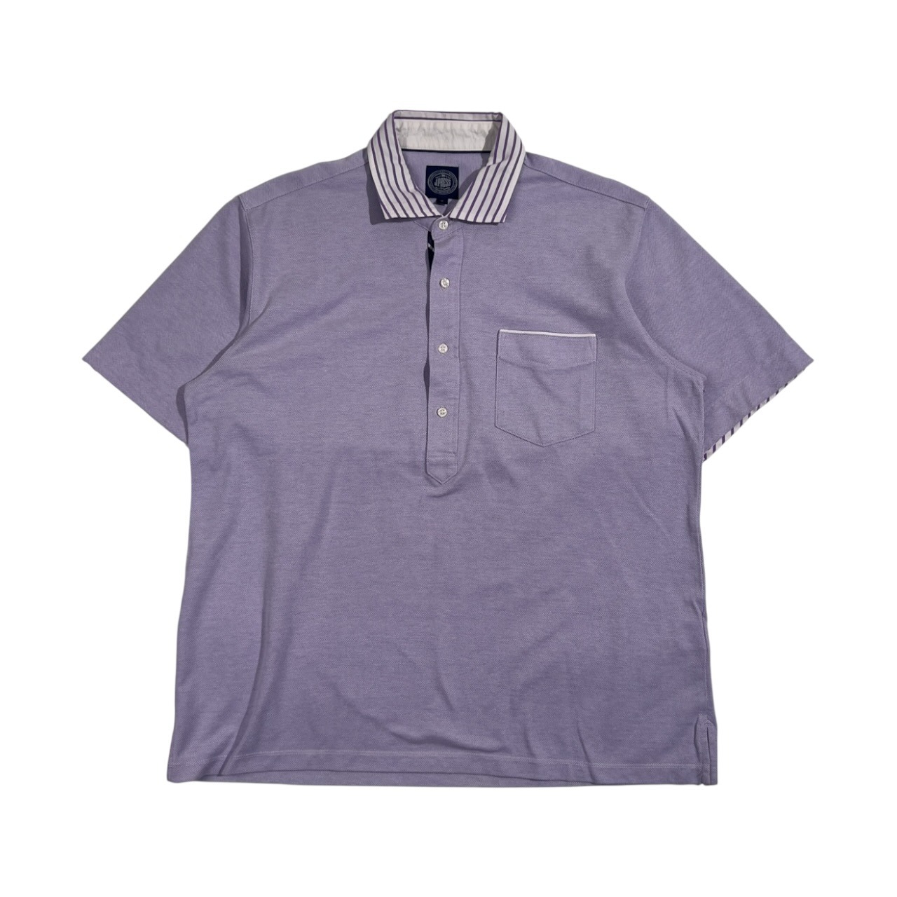 J.PRESS ジェイプレス 衿ストライプ 鹿の子 半袖 ポロシャツ サイズ LL /パープル系 メンズ