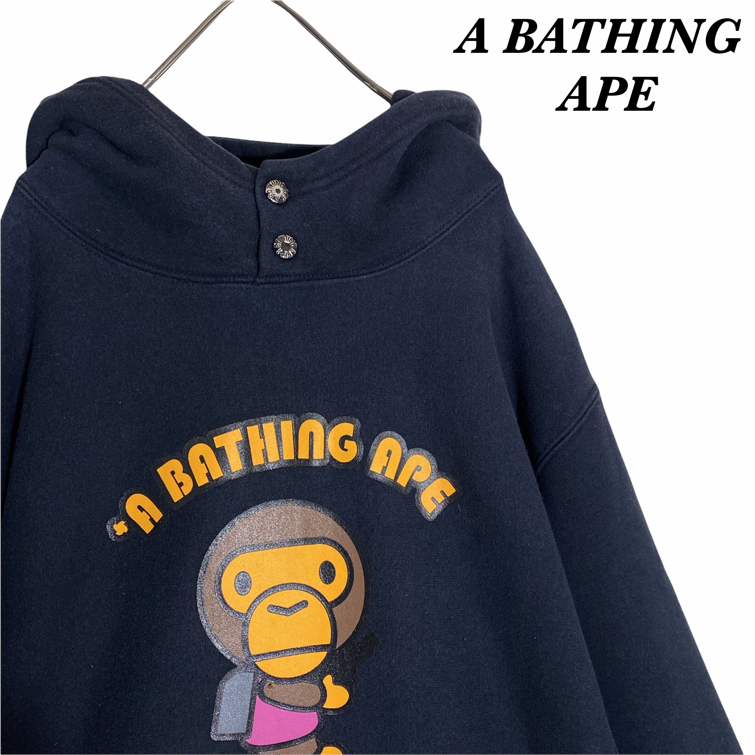 ck47 A BATHING APE パーカー グレー ビッグロゴ メンズM