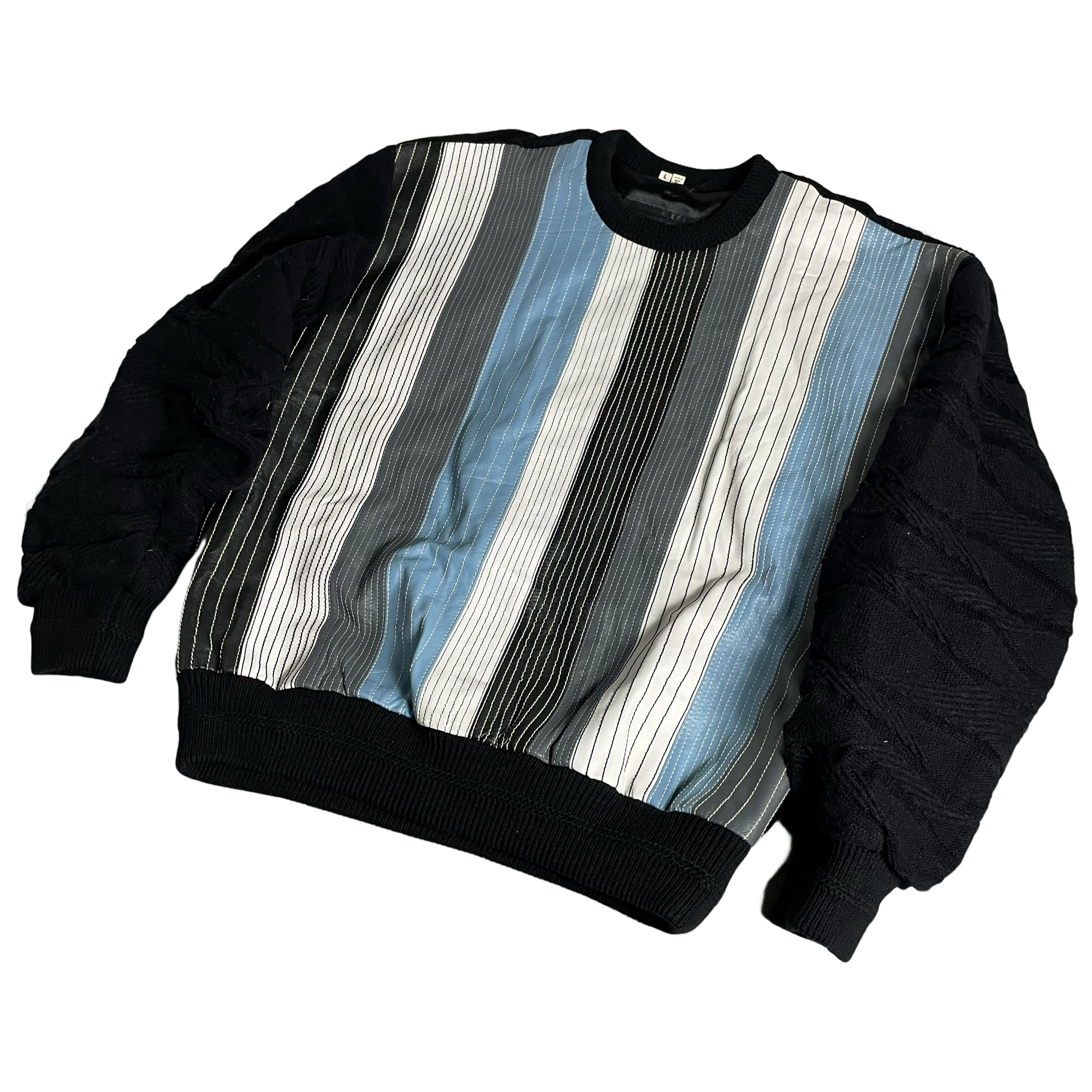 LEATHER SWITCHING DESIGN KNIT