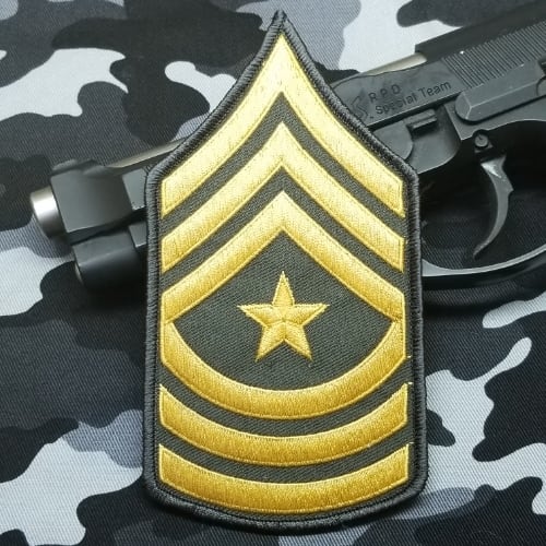 ベルクロ ミリタリー ワッペン パッチ U.S.Army アメリカ陸軍 上級曹長 袖章 階級章 PM1010