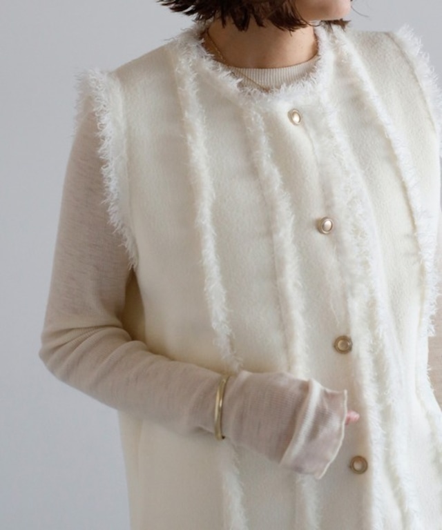 フリンジリブニットベスト