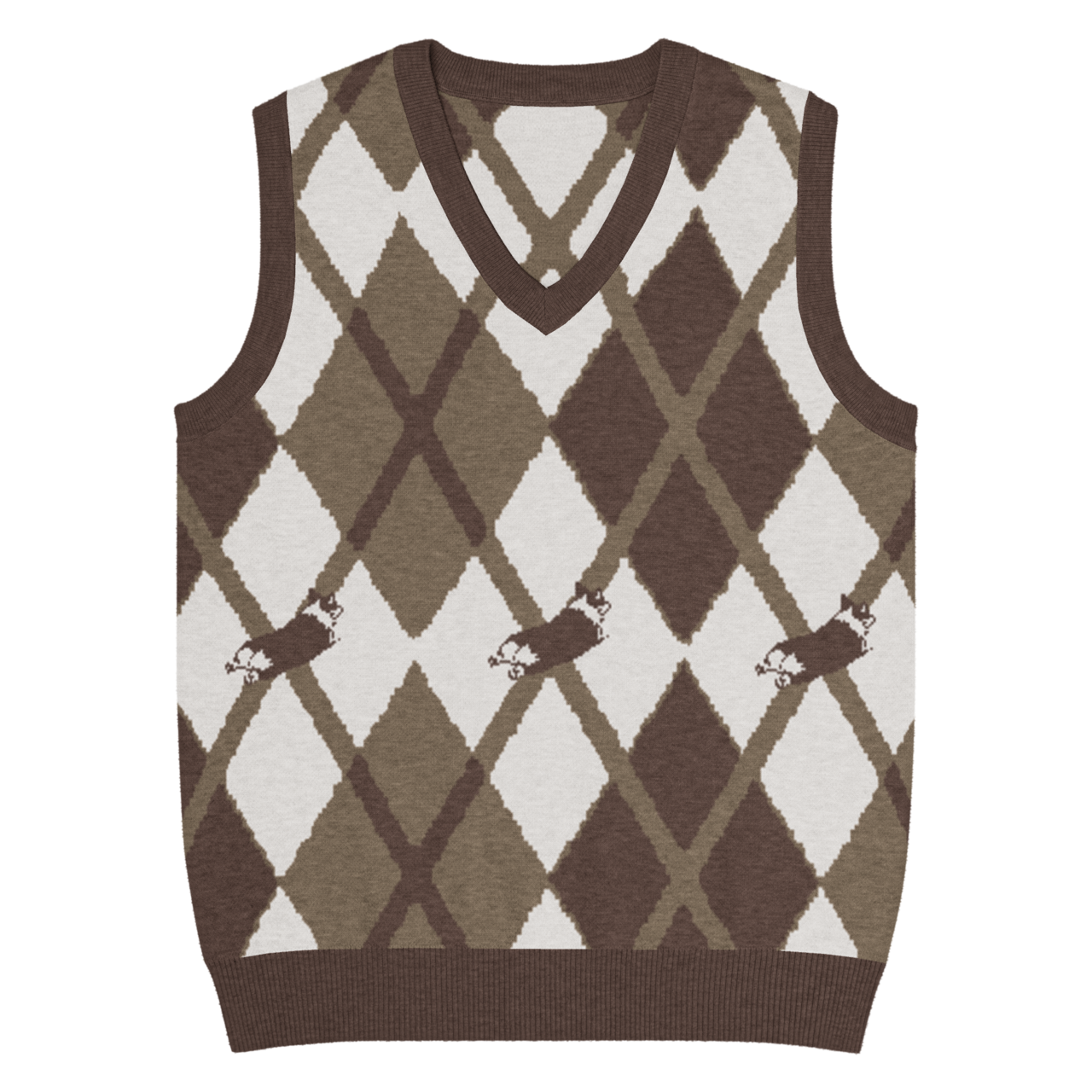 WIGGLE ARGYLE Knit Vest　[T0098]