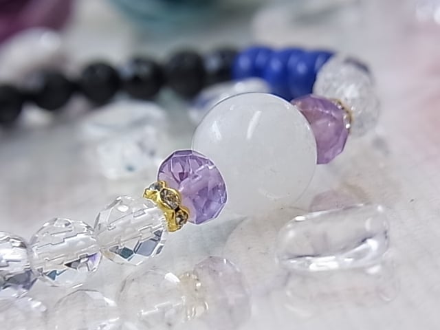 アメジスト　アゼツライト　パワーストーンブレスレット　内径約17cm アメジスト アゼツライト パワーストーンブレスレット 内径約17cm