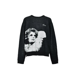 BREATH / angel script logo mohair knit black