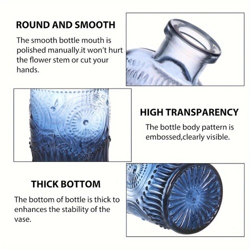 花瓶18個セット 青い花瓶 ヴィンテージクリアガラスの花瓶 ホームテーブルの装飾 センターピース用 小さな花瓶 素朴なウェディングデコレーション マルチサイズ