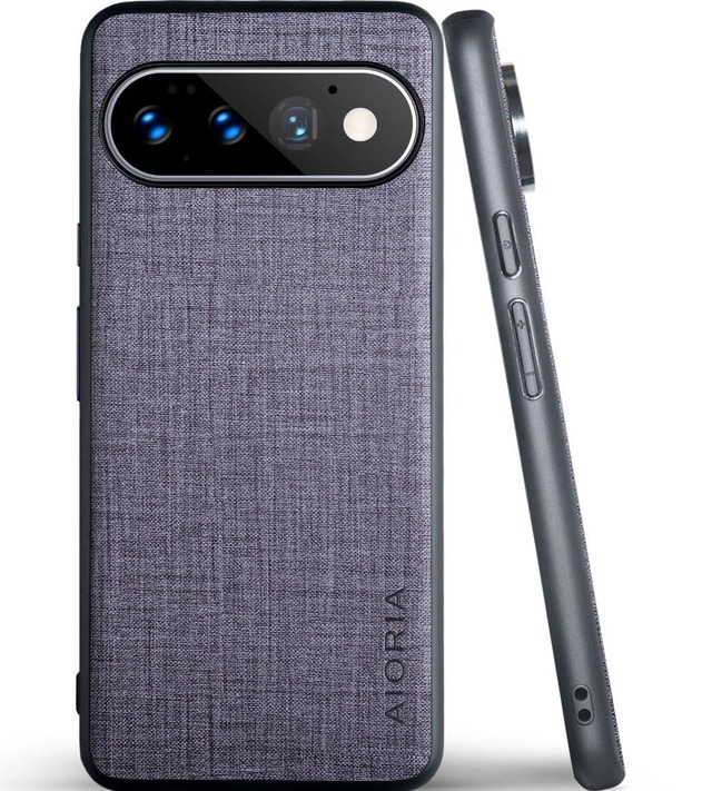 Aioria ケース互換性のGoogle Pixel 11 Pro XL 生地パターンレザー高級に保護純色スマホケース (Gray, for Pixel 11 Pro XL)