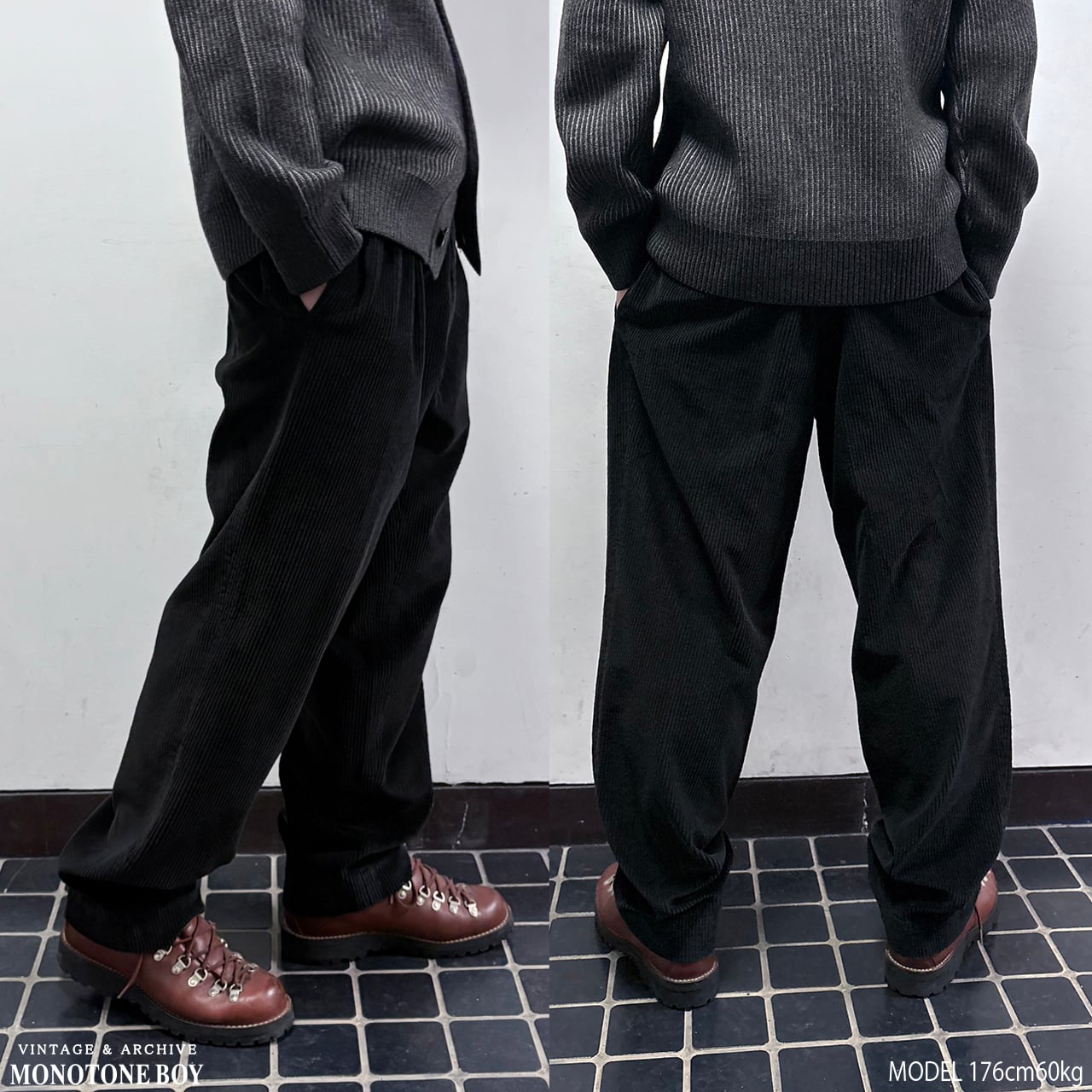 W96 90'S BOSS HUGO BOSS Black Corduroy Pants ＂LOPEZ＂ size54