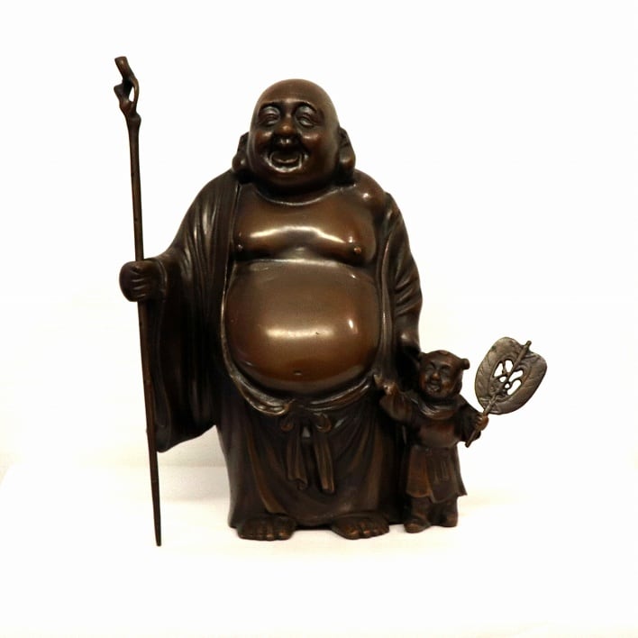 金属製・布袋尊・布袋様・置物・飾り物・七福神・No.190805-25・梱包 