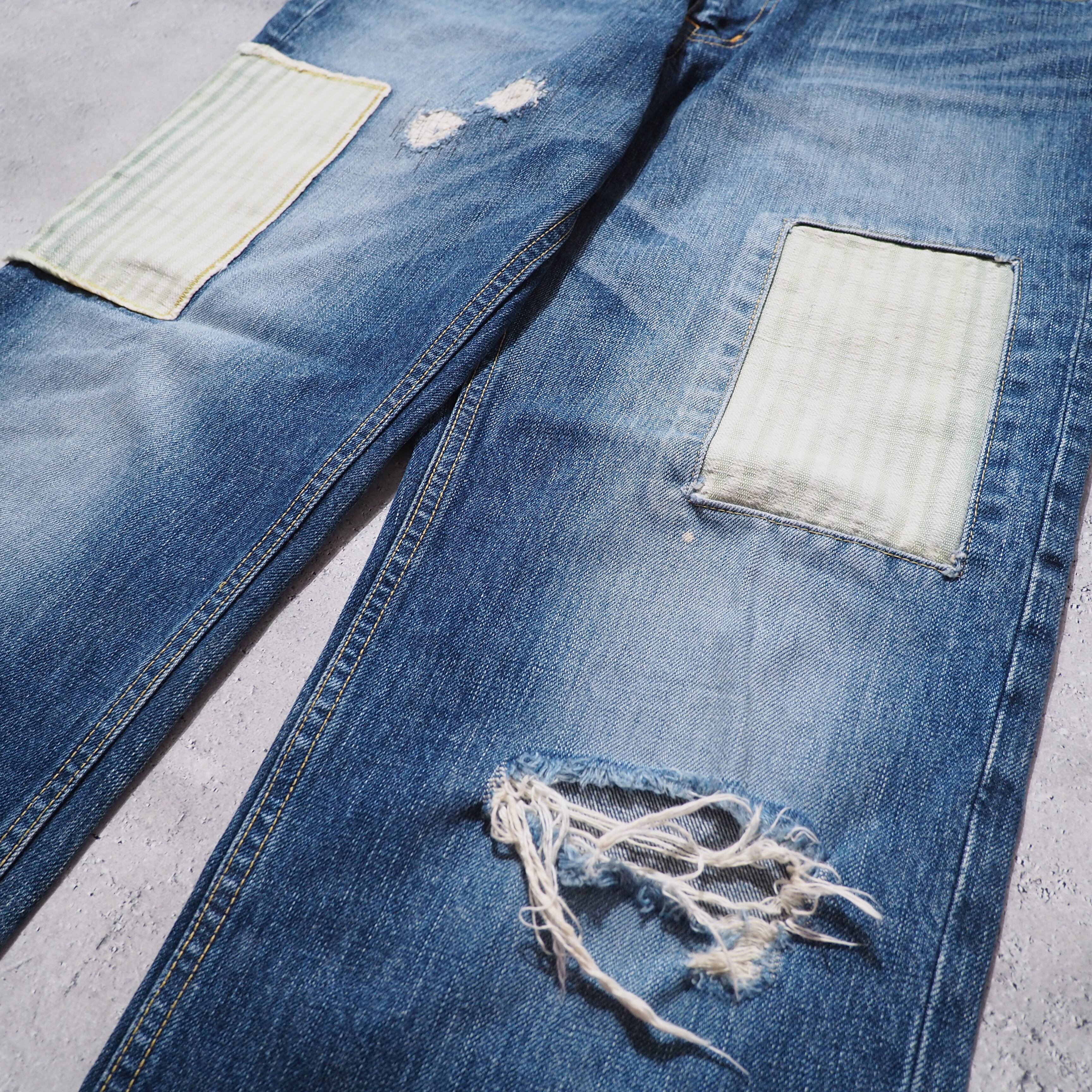 2000s ” 襤褸 ” Good Aging × Damage Custom Denim pants