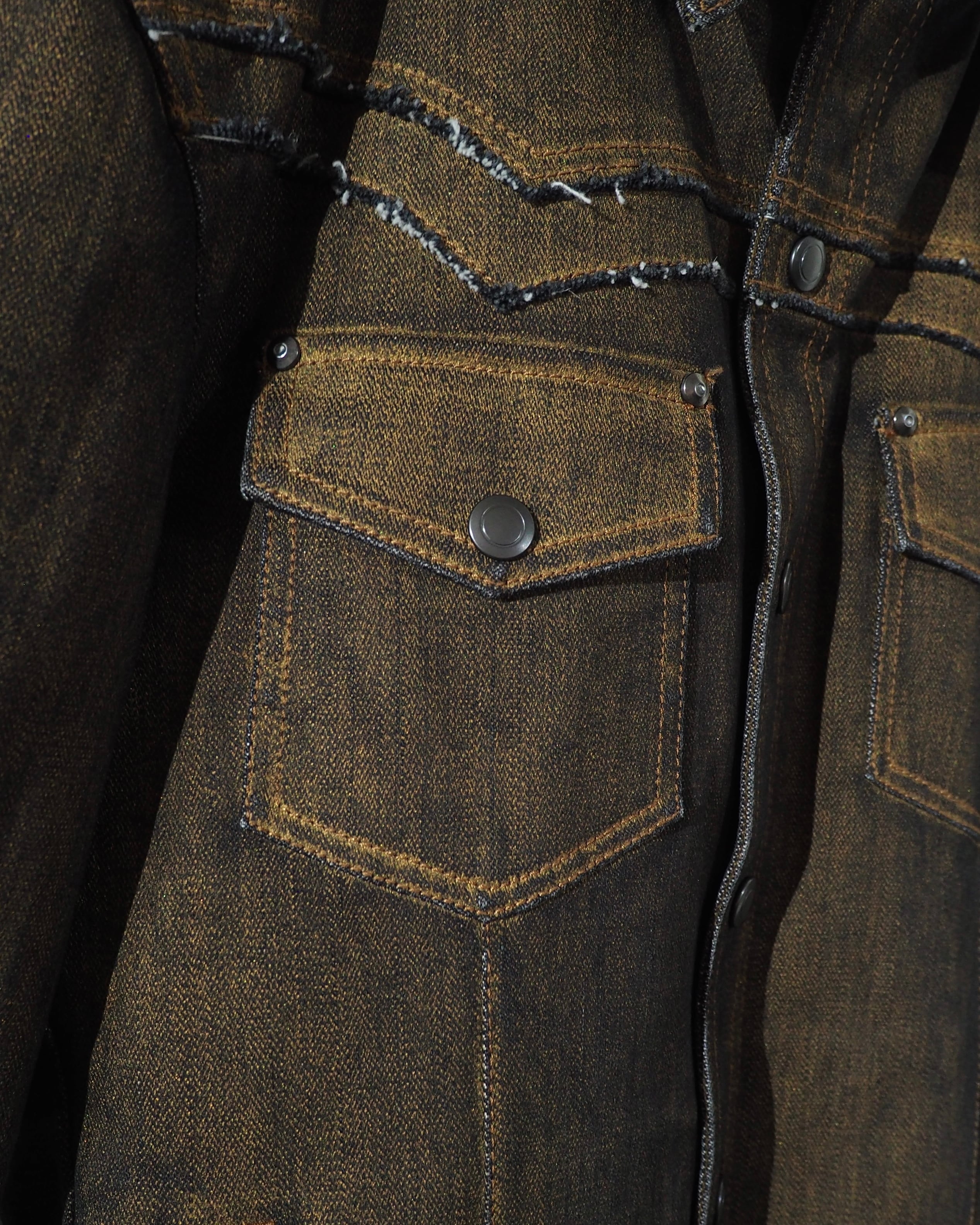 " ELLE HOMME " Beautiful Coating Processing × Western Details Denim Trucker Jacket