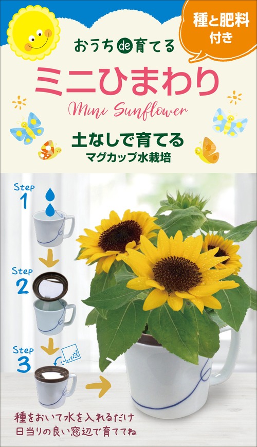 マグカップ水栽培　花シリーズ「ミニひまわり」送料込