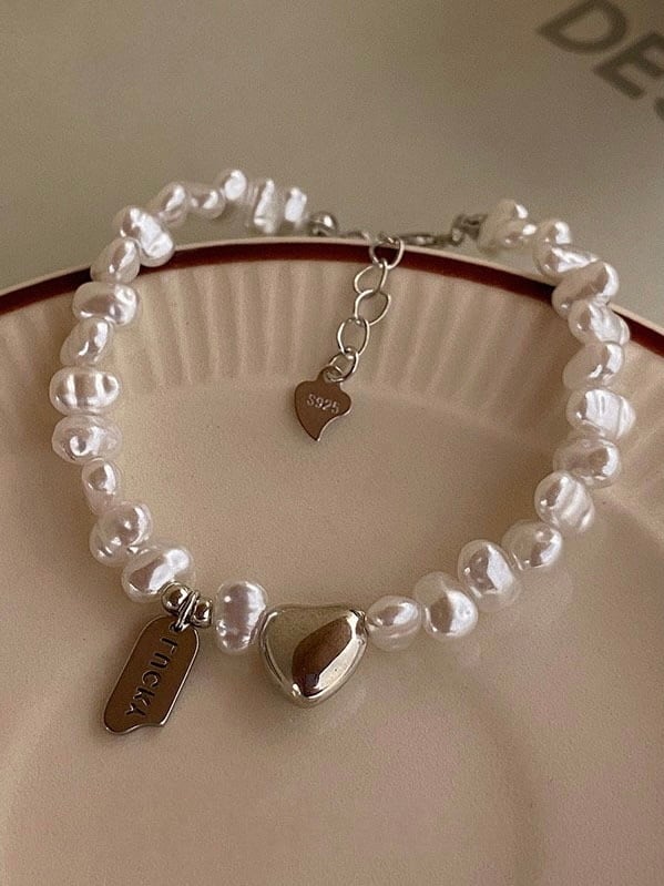【即納商品】freshwater heart bracelet