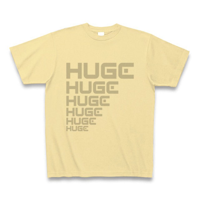 MR.HUGE LINE HUGE ROGO（ライン HUGE ロゴ）PRINTED Tシャツ　ナチュラルイエロー×グレー