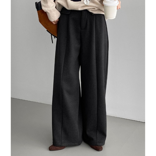 fleece-lined wide casual pants　J00386