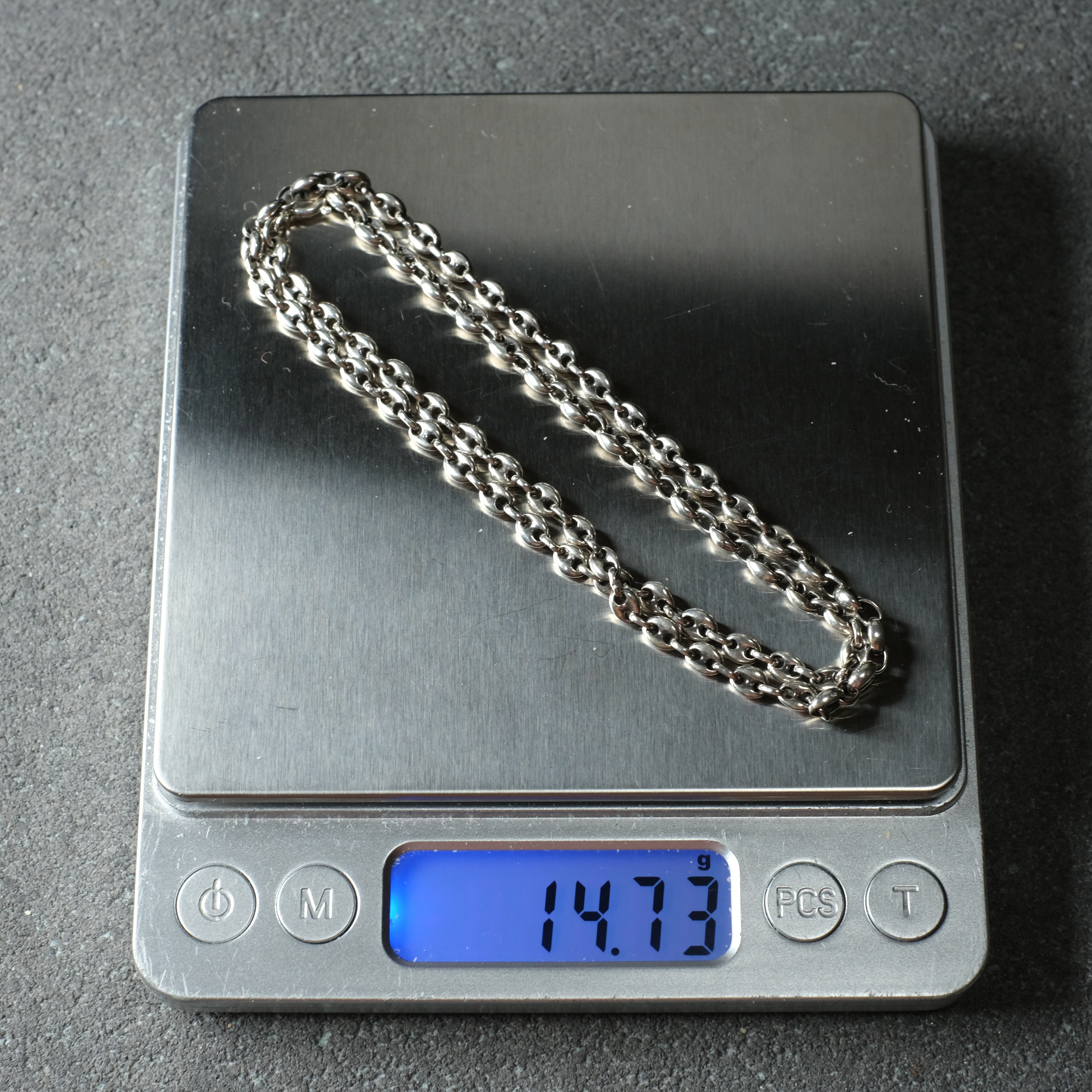 シルバー925 Silver いぶし豚鼻チェーンネックレス/軽研磨仕上げ/45cm