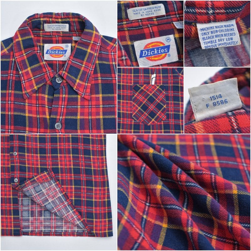 80～90s Dickies ディッキーズ チェック柄 プリントネルシャツ