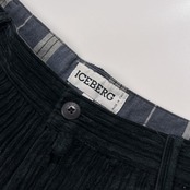 イタリア製 ICEBERG アイスバーグ 太畝 コーデュロイ ウール パンツ サイズ 52/36 /D-HG1118/ビンテージ/ブラック系