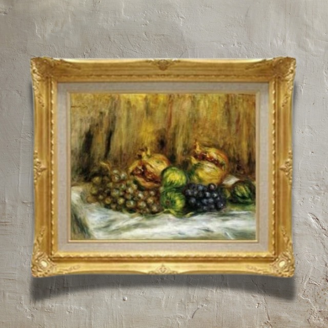 ピエール＝オーギュスト・ルノワール《グレープ》F6｜手描き油絵複製画｜瑞々しさを描いた印象派の静物画｜額縁付き