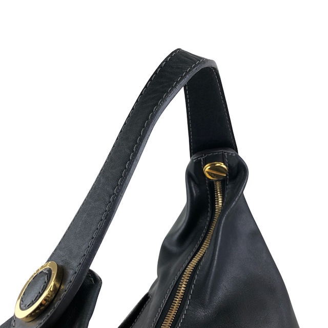 LOEWE ロエベ ショルダーバッグ ブラック ロゴ レザー ホーボーバッグ vintage ヴィンテージ オールド hyf3s5