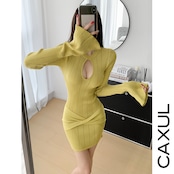 Cut-Out Rib Knit Mini Dress/2color