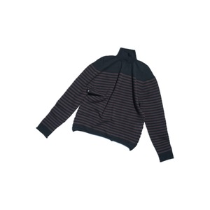 【ONICA】Stripe Turtleneck Top (Black × Brown)