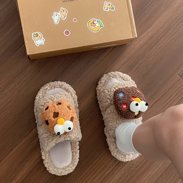 【SLIPPER】INS映えクッキーふわふわスリッパ 全5色