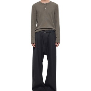 ワッフルヘンリーネックロングTシャツ　1179