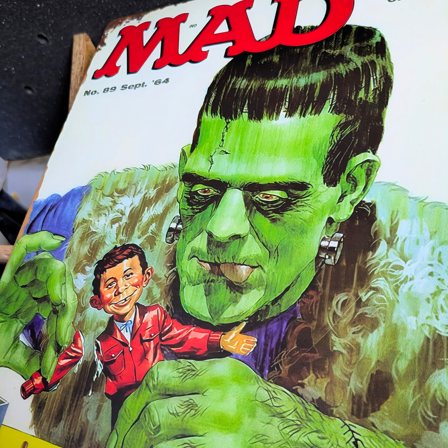 送料無料!ちょうどいいブリキ看板 【 MAD / マッド マガジン】『 フランケンシュタイン 』 アルフレッド・E・ニューマン / METAL SIGN / メタルサイン / ブリキ看板 / サインボード / ビンテージ加工〚アメリカン雑貨 アメトイ〛