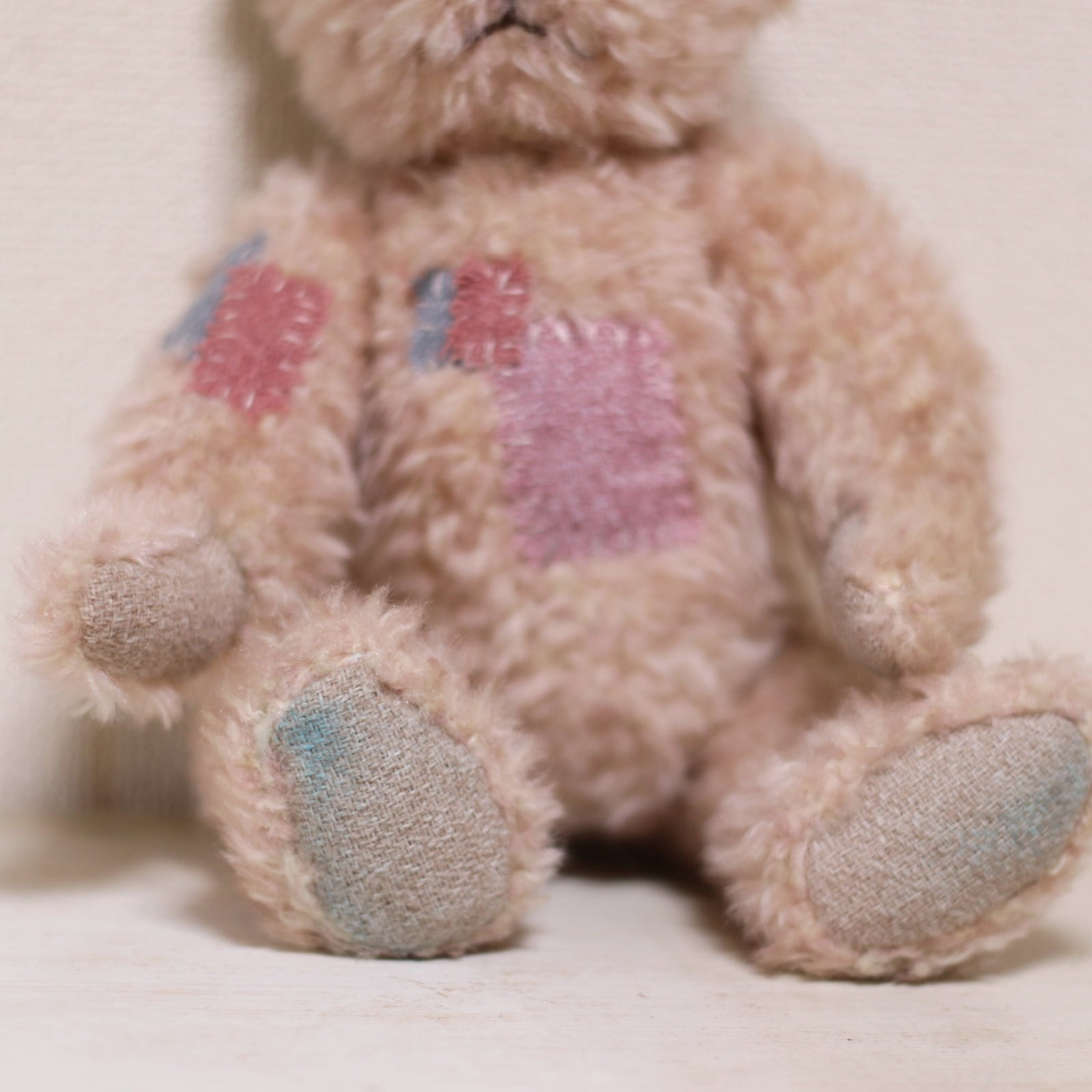 ツギハギがかわいいピンクのくまさん テディベア ぬいぐるみ レトロ 