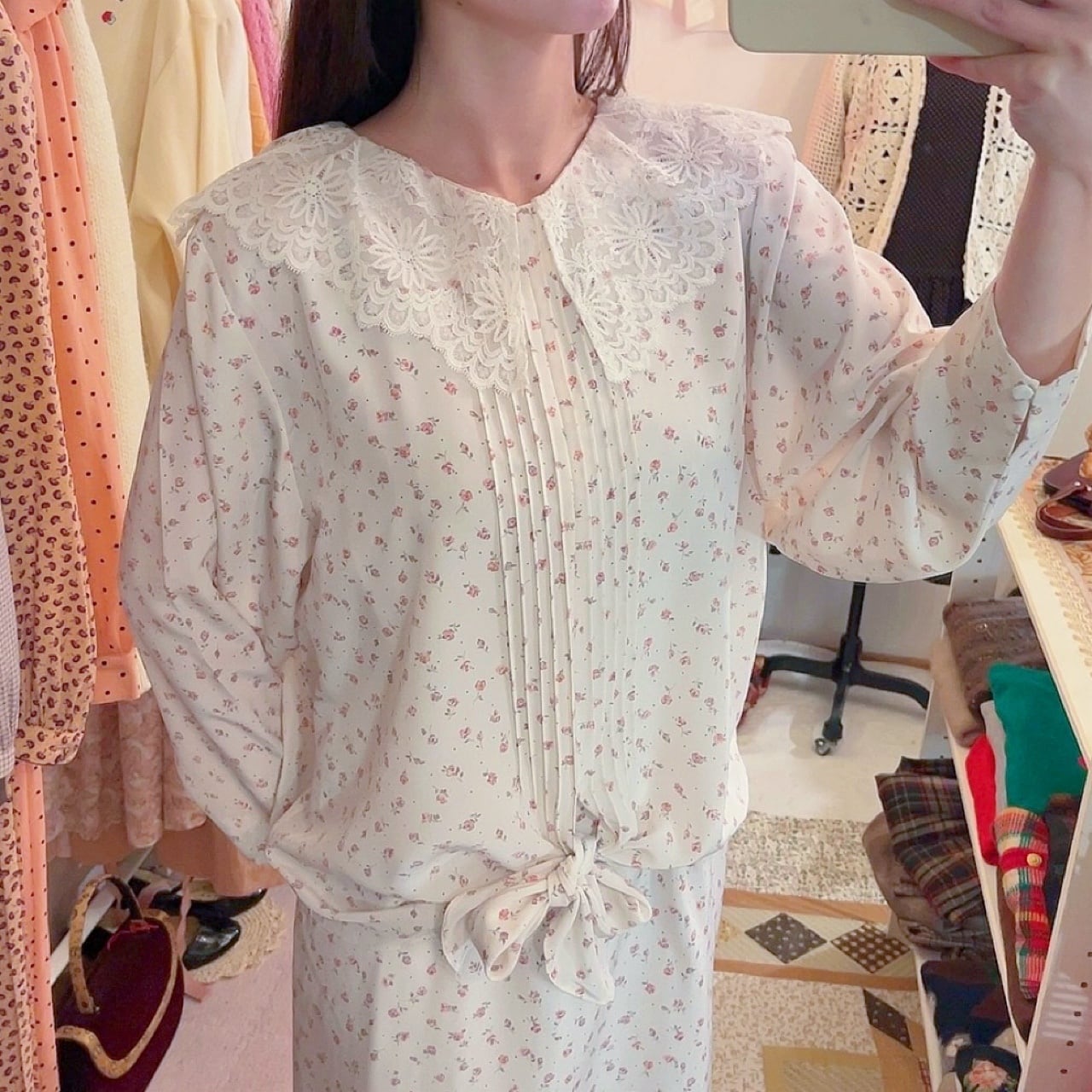 mini rose lace collar separate one-piece