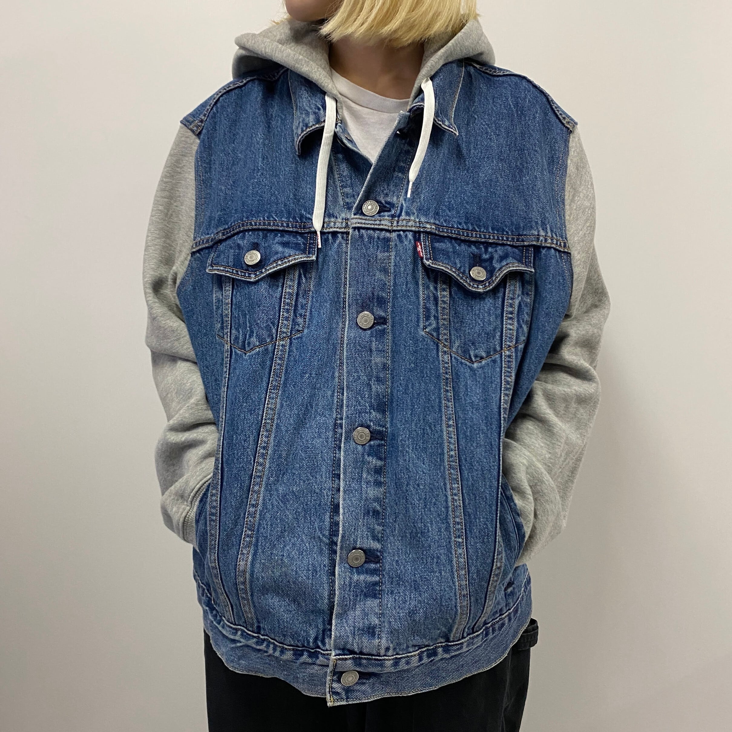 Levi S リーバイス 切替 スウェットパーカー デニムジャケット メンズl 古着 デニムジャケット Cave 古着屋 公式 古着通販サイト