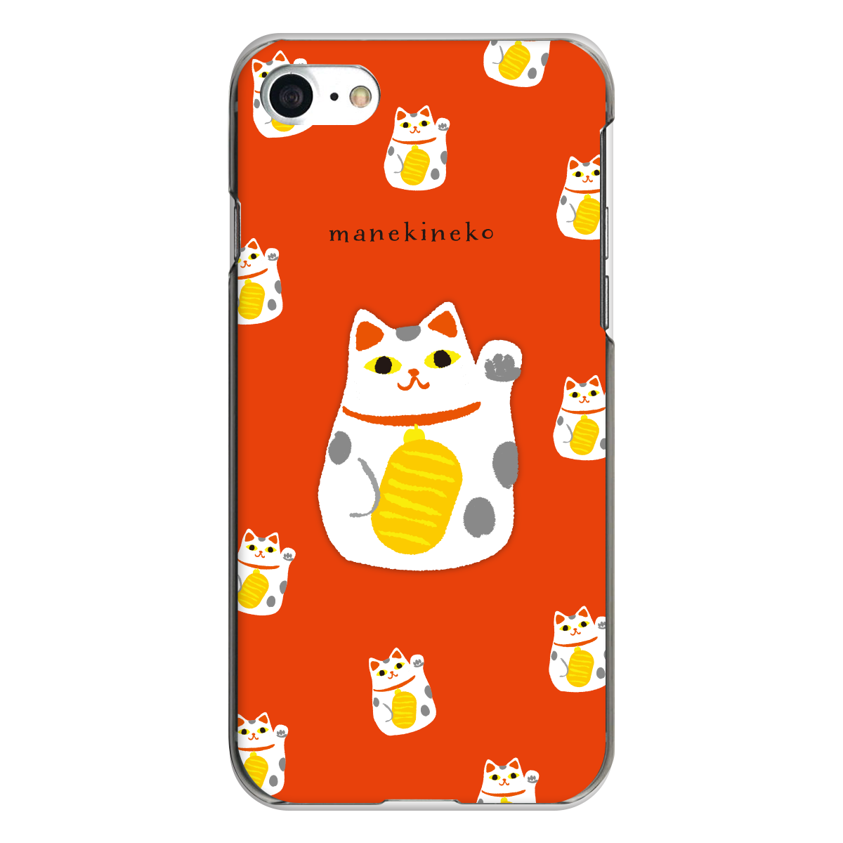 iPhone対応 スマホ ハードケース クリア 招き猫&招き猫いっぱい 伝統 日本 デザイナーズ 【iPhone17 / iPhone16e / AQUOS / Xperia 他 iPhone / Android ほぼ全機種対応】 |desr2579
