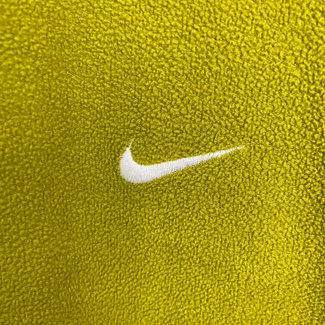 『送料無料』90s NIKE ナイキ フリースプルオーバー 緑 ワンポイント スウォッシュ