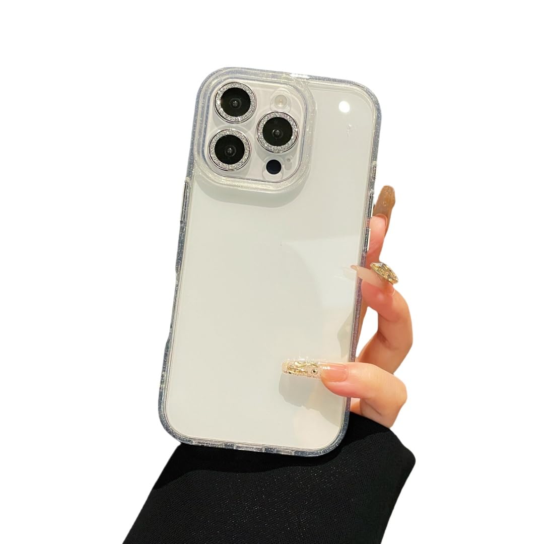 KMXDD キラキラ iPhone 15 用 ケース ラメ入り デコ 透明 クリア カバー ストラップホール付き きらきら 可愛い カメラ保護 アイフォン15 用 透明ケース レディース 女性,透明