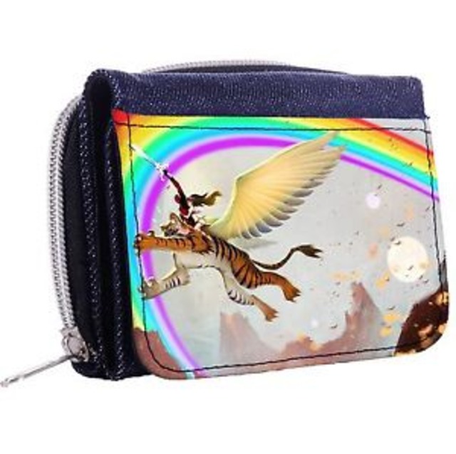 【送料無料】デニムウィンドウボタンdeadpool on the nyan cat denim trifold half wallet w id window button