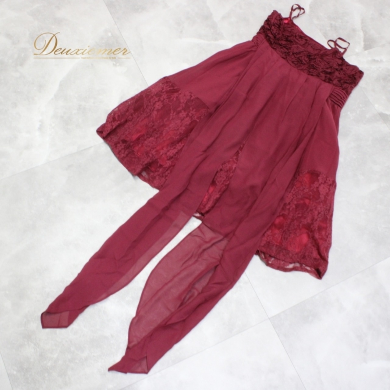 パーティドレス ミニドレス ワンピース LD prime エルディープライム カラオケ クラブ キャバドレス 演奏会 発表会 二次会 レッド系 レース チュール 赤 ワインレッド フラワーレース シック フェミニン 可愛い おしゃれ 洗練された ドレッシー セクシー パーティーコーデ 特別な日 大人女子 着回し 幸せ演出