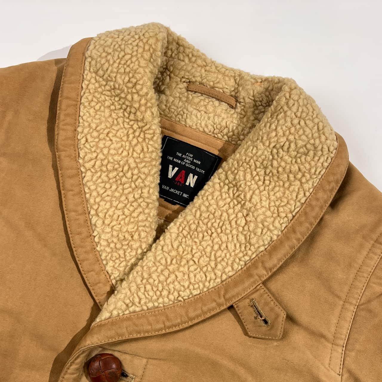 70s VAN JAC ヴァンヂャケット 裏ボア くるみボタン コート ジャケット M/ベージュ メンズ ビンテージ