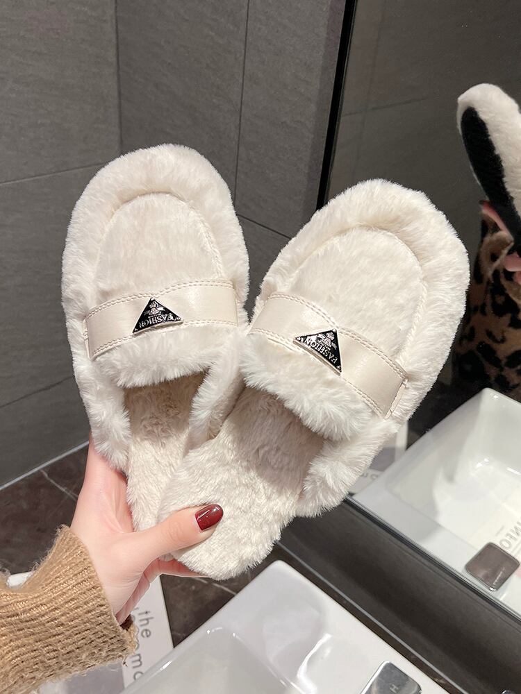 ミュールホワイトファー 靴 シューズ ウィンター 冬物 部族の婦人靴34058037380