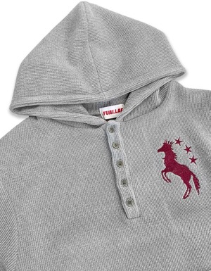日本未販売／Knit Waffle Half-Zip 8-Eyelet Hoodie／Black