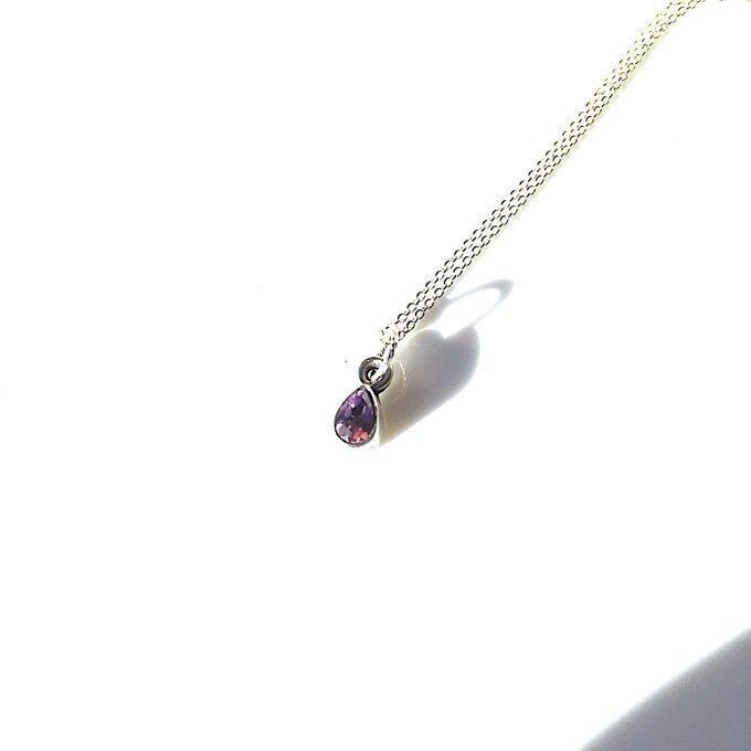 【一点物】✦2月の誕生石✦⋆.·SV925⋆.·紫の雫⋆.·Petiteアメジストドロップネックレス⋆.·✦