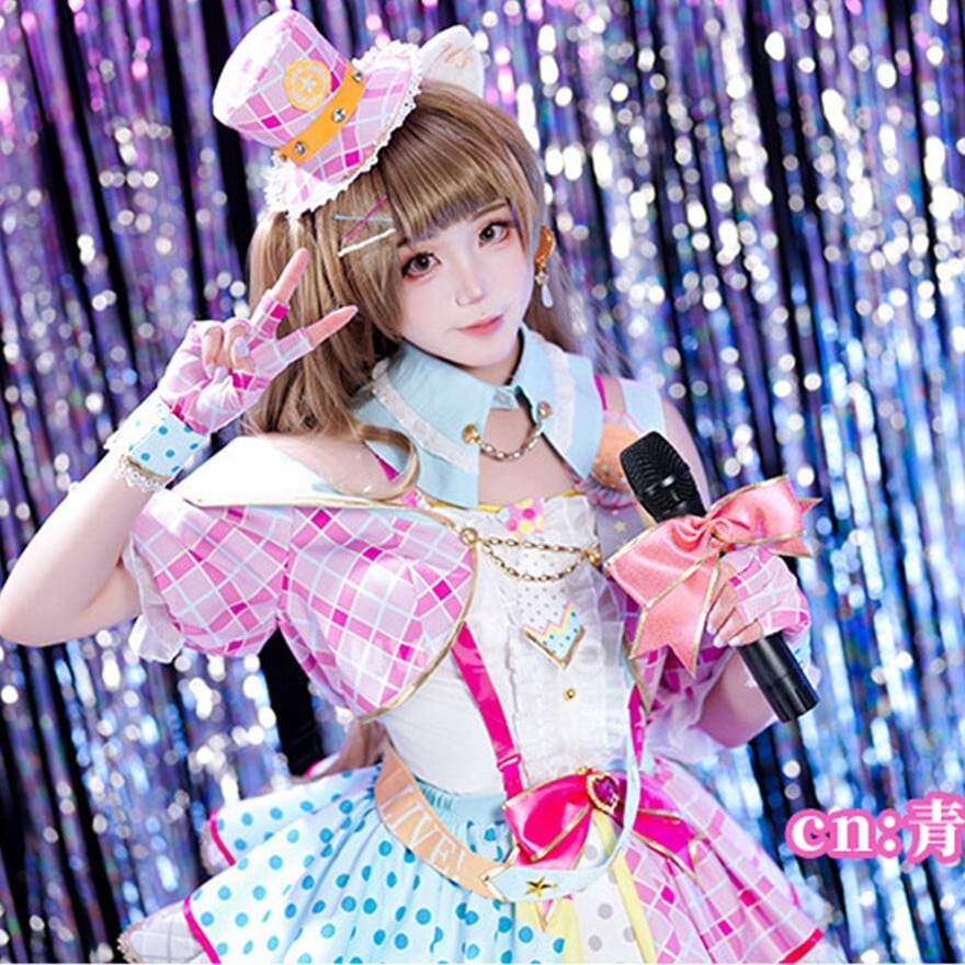 アイドルチェック衣装｜ピンクチェックとドットが弾ける ふんわり