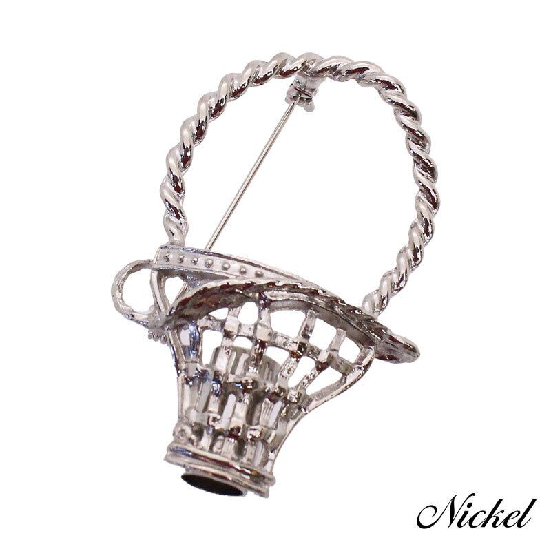 ブローチ コサージュ バスケット 10個 53mm×35.5mm アクセサリー パーツ (ニッケル) ブローチ コサージュ バスケット 10個 53mm×35.5mm アクセサリー