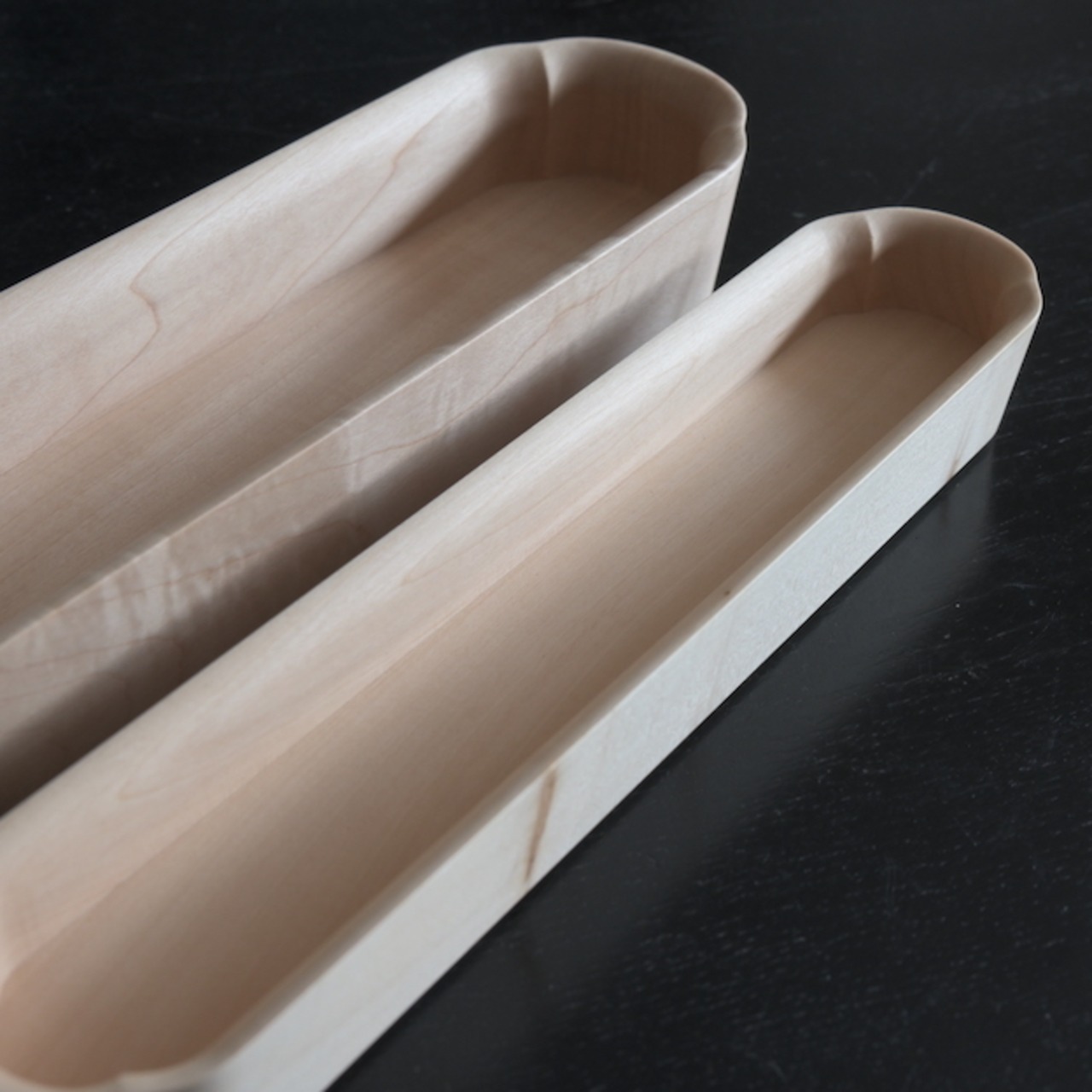 四十沢木材工芸　くりぬきさじ箱(1個)/ Hollowed-out Cutlery Serving Tray Wide［2104330000216］