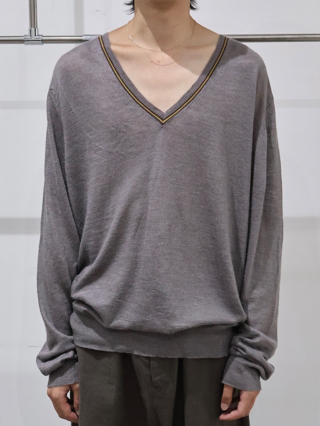 【GUCCI】V neck linen silk summer knit