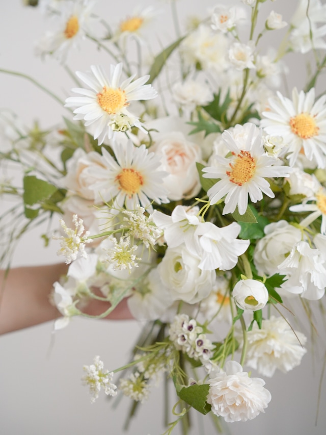 〈完成品販売ブーケ〉White natural artificial flower bouquet