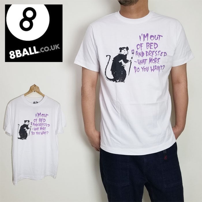 8BALL バンクシー Tシャツ プリント ネズミ ラット OUT OF BED RAT | B.A.L.F powered by BASE
