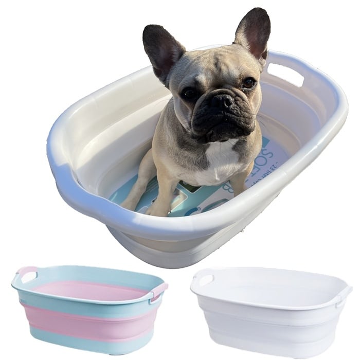 送料無料 Km650gペット お風呂 バス タブ ホワイト 23l ソフトタブ コンパクト収納 やわらか素材 ピンク 折りたたみ 大型 洗い桶 大容量 洗濯 ベビーバス ペット用バスタブ 排水プラグが付く 猫犬お風呂用 コンパクト バケツ タブワイド キッチン アウトドア 持ち運び