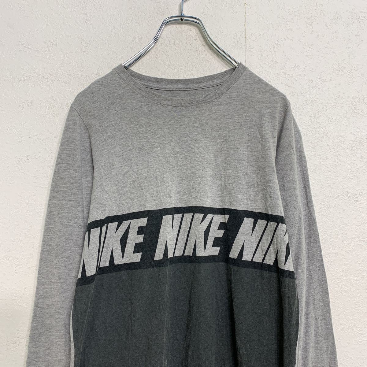 NIKE 長袖 プリント Tシャツ キッズ XL 160〜 グレー ナイキ スポーツ