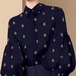 シフォンブラウス レディース トップス シフォンシャツ 長袖ブラウス 長袖シャツ ボリューム袖 ランタンスリーブ 総柄 プリント ヨット柄 襟あり ポロ襟 カジュアル お出かけ おしゃれ ファッション